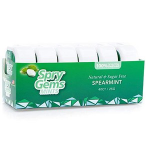 Spy Gems Natual Speamint Xylitol Mints - 40 Count (6 Pack) Spy Gems 천연 스피어민트 자일리톨 민트 - 40개(6팩), 272.16g, 1개