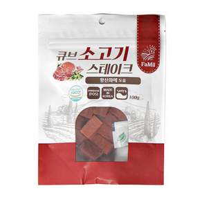 큐브 소고기 연어 스테이크 강아지 국산 영양간식 100g, 소고기맛, 5개