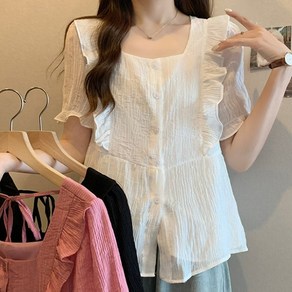 브루니 빅사이즈블라우스 프릴 스퀘어넥 블라우스 M~4XL T13