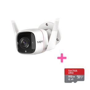 티피링크 Tapo C320WS 홈CCTV + Mico SD 카드 512GB (실외 가게 공장), 1개