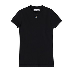 Vivienne Westwood [명품](명품) 24SS ORB 로고 블랙 여성 코튼 반팔 티셔츠 3G010013 J001M N401