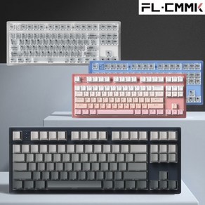 [ XC샵 ] FL ESPORTS MK870 무선 기계식 케이밍 키보드 측면 각인 객제화 구조 87키 RGB 램프, 빙하청축, 화이트-백야측각키캡