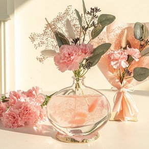 [꽃다발 선물포장] 모먼트 카네이션 디퓨저 160ml, 린넨 샌달우드 (부드러운 린넨향), 핑크