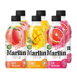 [자연은] [웅진식품] 더말린 제로칼로리 500ml x 6페트 (복숭아 애플망고 자몽 각2페트), 6개