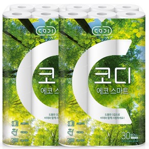 코디 3겹 에코 스마트 롤화장지 22m, 60롤, 1개