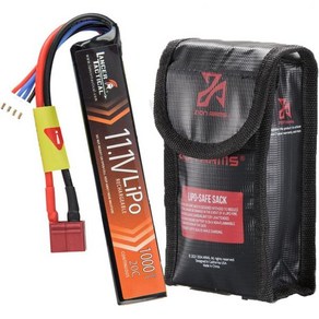 랜서 택티컬 리포 에어소프트 배터리 - 11.1V 1000mAh 20C 스틱(Dean Connecto 포함), 1개