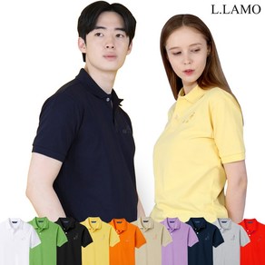 엘라모 로고 카라 반팔 티셔츠 남녀공용 빅사이즈 S~4XL