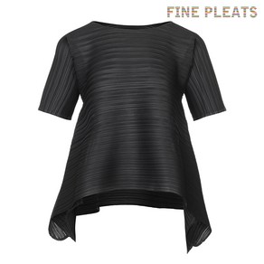 [FINE PLEATS] 피네 플리츠 반팔 날개 블라우스 블랙