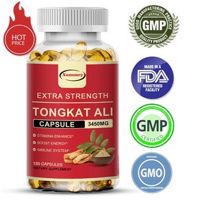 TongKat Ali LONGJACK GRADE A STRONGEST 뿌리 추출물 200:1 3450 MG 120 캡슐, 1개, 60정