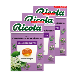 리콜라 무설탕 스위스 허브 캔디 엘더 플라워 50g X 3개 / Ricola