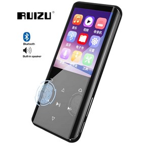 Ruizu D25 32G MP3 플레이어 블루투스 50 HD 터치 스크린 24 인치 하이파이 음악 MP3 플레이어 스피커 FM 전자책 레코더 비디오 포함, 1)black  16GB