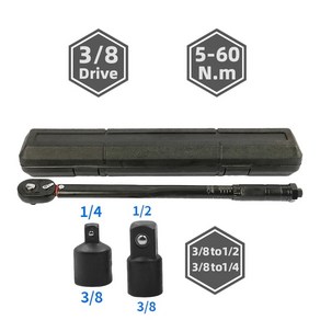 토크렌치 5-210Nm 토크 렌치 1/2'' 3/8'' 1/4'' 스퀘어 드라이브 프리셋 자전거 키 양방향 래칫 자동차 핸드 툴, 06 5-60N.m adapte, 1개, 06 5-60N.m adapte