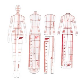 4 pcs 패션 드로잉 템플릿 눈금자 세트 여성 봉제 휴머노이드 패턴 디자인 의류 측정 프렌치 커브 눈금자 a4 패턴, B, 1개