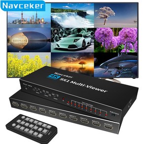 Navceke 9X1 4K HDMI 화면분할기 멀티뷰어 / 4K 30Hz / 9입력 1출력 / 9개의 기기를 하나의 TV 모니터로 분할 출력, A, ZY-AQF-1, 1개