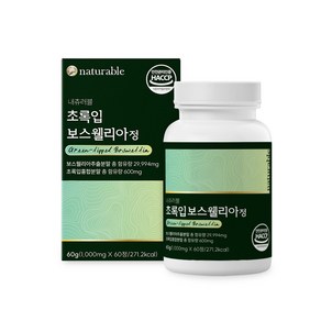 뉴질랜드 초록입홍합 분말 정 인도산 보스웰리아 알약타입 식약처 HACCP 인증 보스웰릭산 65% AKBA + KBA 함유, 60정, 1개