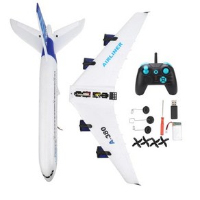 2.4GHz RC 비행기 A380 3CH 2.4GHz 코어리스 모터 고정 날개 비행기 장난감 RC 비행기 글라이더, 1개, WHITE