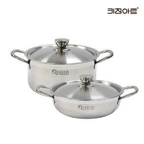 복진하나로/키친아트 퀸즈 통3중 스텐레스 IH 인덕션가능 냄비세트 2종D(양수24+전골24), 1개