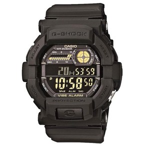 바이브레이션 알람 G-SHOCK 지샥 CASIO 카시오 맨즈 손목시계 GD-350-1B 블랙 금 진동 바이브 매너 모드 자명종 튼튼하고 큼직한 디지털