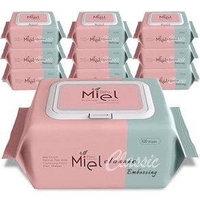 미엘 클래식 엠보싱 아기물티슈 캡형 100매 10팩, 50g, 100개입, 10개