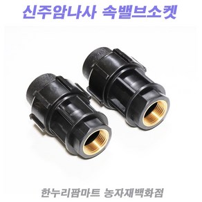 한누리팜마트/PE 신주암나사밸브소켓 25mm/청동밸브소켓/농수관밸브소켓, 1개