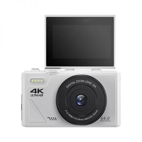 사진 촬영용 디지털 사진 카메라 4K 비디오 브이로그 캠코더 유튜브 웹캠 카메라 18X 디지털 줌 카메라 3 인치 플립 스크린 64MP, 6) white-standad - NO Cad, [01] WHITE, 1개