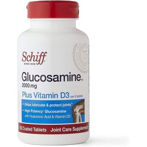 Schiff Glucosamine with Vitamin D3 & Hyaluonic Acid 2000mg of Glucosamine Joint Cae Supplement Hel, 2개, 300정