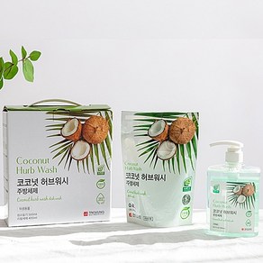 코코넛 허브워시 과일 야채겸용 주방세제 세트(본품 500ml 리필 400ml), 1개