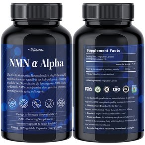 어스빌 NMN 99.9% 고순도 NAD+ 영양제 ALPHA 500mg, 1개, 60정