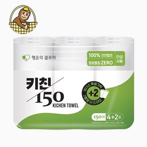 행운의클로버 키친타올 150매 6롤, 1개