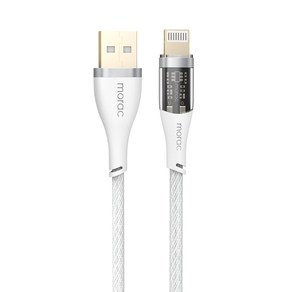 모락 비저블 USB A-라이트닝8핀 고속 충전 케이블 MR-USB-VB8, 화이트, 1개