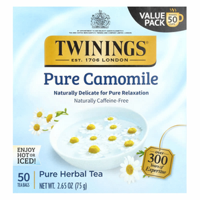 트와이닝 Twinings 허브차 순수 카모마일 카페인 무함유 티백 50개입 75g(2.65oz) TWN-22504, 1개