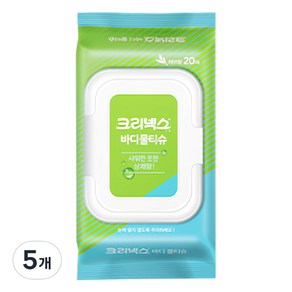크리넥스 바디 물티슈 캡형, 20매입, 5개