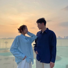 [1+1 이벤트] COUPLE SHIRTS 파스텔 린넨 남녀오버셔츠