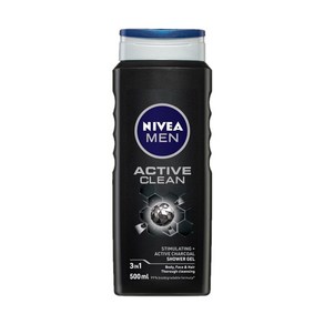 NIVEA 니베아 남성 액티브 클린 3in1 페이스 헤어 바디워시 500ml MEN Active Clean Body Wash, 1개