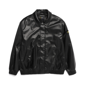 [백화점출고] 내셔널지오그래픽 남여공용 블루종 비건 레더 자켓 CARBON BLACK