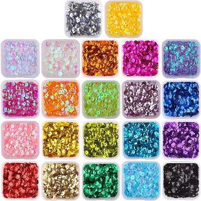 DIYASY 9800 Pcs 6MM Bulk Loose Sequins 22 Colos DIYASY 9800개 6mm 벌크 루즈 스팽글 22가지 색상 라운드 자수 스팽글 컵, 1개, 22색 9800개