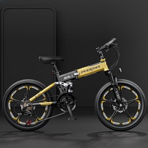 접이식 MTB 21단 충격흡수 디스크브레이크 초등자전거 산악자전거 20인치 22인치, 1개, 150cm, 블루옐로우 20인치