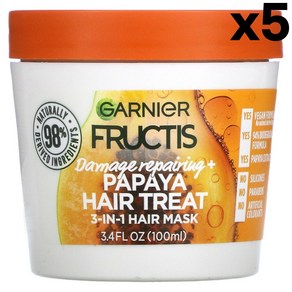 가르니에 데미지 리페어링 트리트 파파야 헤어 마스크 100ml 5팩 Garnier Damage Repairing Treat Papaya