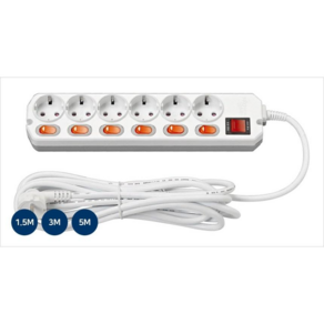 국산 안전 멀티탭 멀티코드 멀티콘센트 개별 절전 과부하차단 6구 1.5M 3M 5M, 개별 절전 과부하 차단 6구, 1개