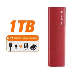 PC용 고속 외장 솔리드 스테이트 드라이브 1TB 휴대용 외장 SSD USB3.1 2TB 휴대용 하드 드라이브, 없음, 1) Red 1TB