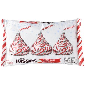 Heshey's Kisses with Candy Cane Flavoed White Chocolate Candy 허쉬 키세스 위드 캔디케인 맛 화이트 초콜릿 캔디 10온스, 1개, 283g