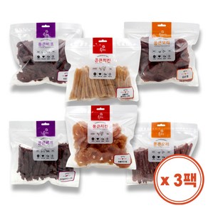 수제 통큰 대용량 강아지 간식 1.8kg(600g x 3팩) 치킨 오리 비프, 수제 통큰 비프링 600g, 3개