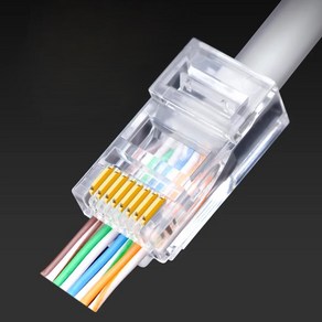 게이트웨이 관통형 CAT-5E 커넥터 RJ45 통과형 EZ플러그 100개입, 100개