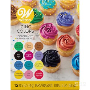 윌튼 아이싱 컬러 세트 Wilton Icing Gel Based Food Color (Pack of 12)