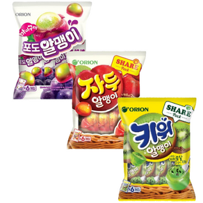 오리온 자두알맹이 + 리찌알맹이 + 포도알맹이216g 젤리 3종