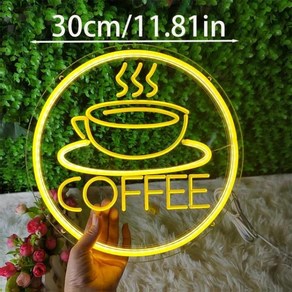 LED 네온 라이트 커피 사인 바 마켓 레스토랑 호텔 벽 창 장식 간판 USB 카페 램프, 07 coffee 9