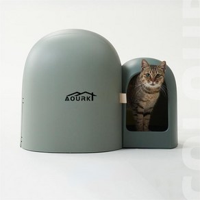 Aouk 애견 용품 고양이 화장실 자동 화장실 고양이 배변 통, 더블 배럴 8kg 이하 사용 가능, 녹색, 1개