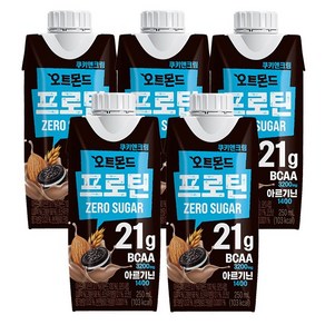 [지노앤코] 롯데칠성 오트몬드 프로틴 제로슈거 쿠키앤크림, 5개, 250ml