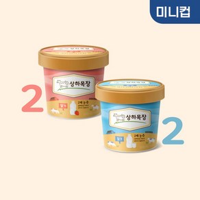 매일유업 상하목장 유기농 아이스크림 밀크+딸기 미니컵 100ML 각 2개 총 4개 상하 아이스크림, 1세트