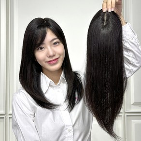 [30%행사중] 아미모 여자 앞머리가발 인모정수리 부분가발 42cm [CM-P 1213], 1개, 자연갈색 중앙가르마 시스루뱅 커트형
